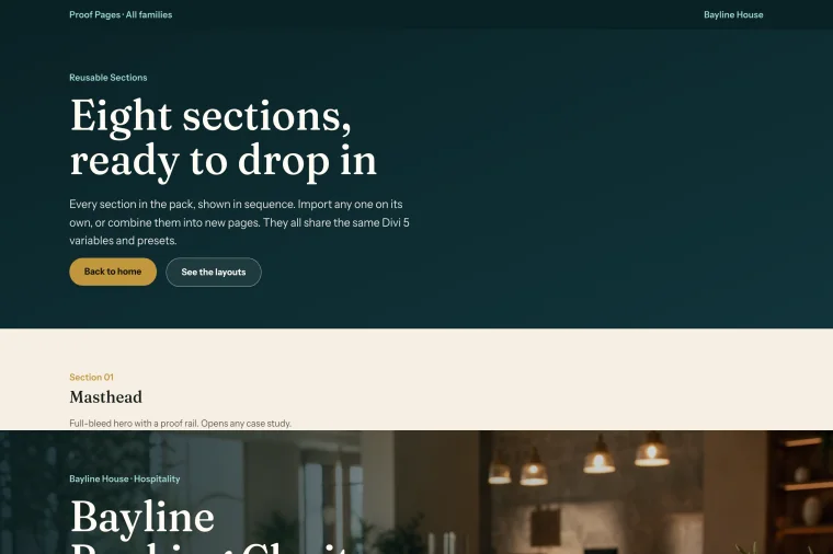 Reusable Sections layout preview