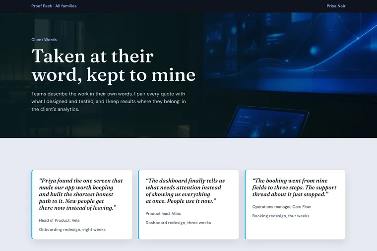 Testimonial & Metrics layout preview