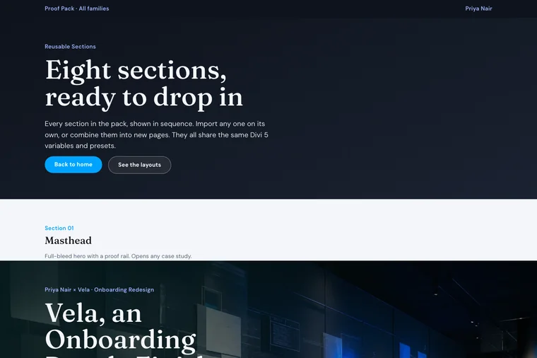 Reusable Sections layout preview