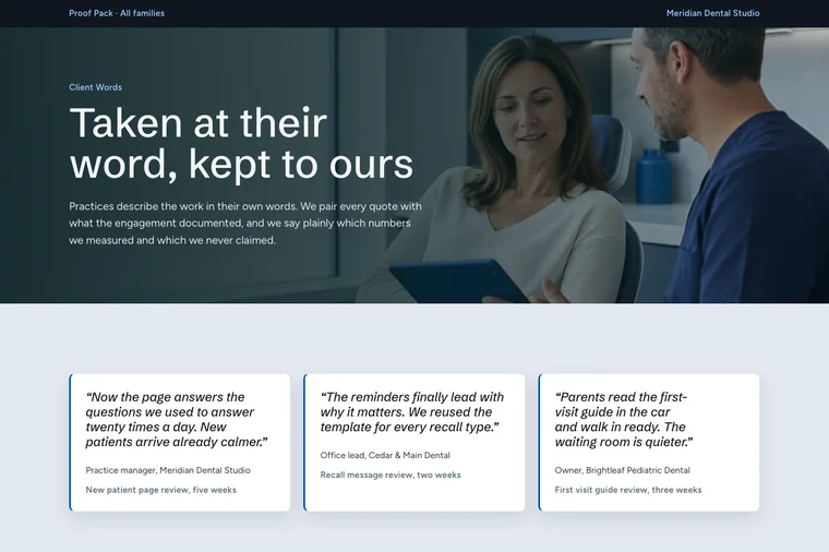 Testimonial & Metrics layout preview