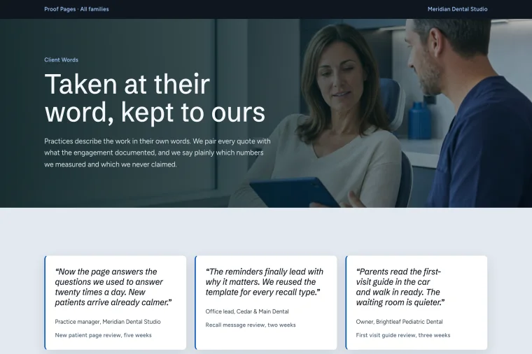 Testimonial & Metrics layout preview