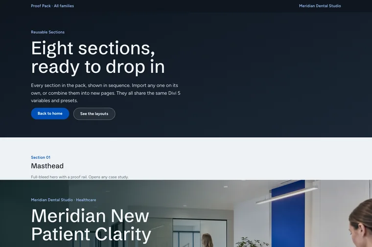 Reusable Sections layout preview