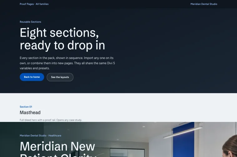 Reusable Sections layout preview