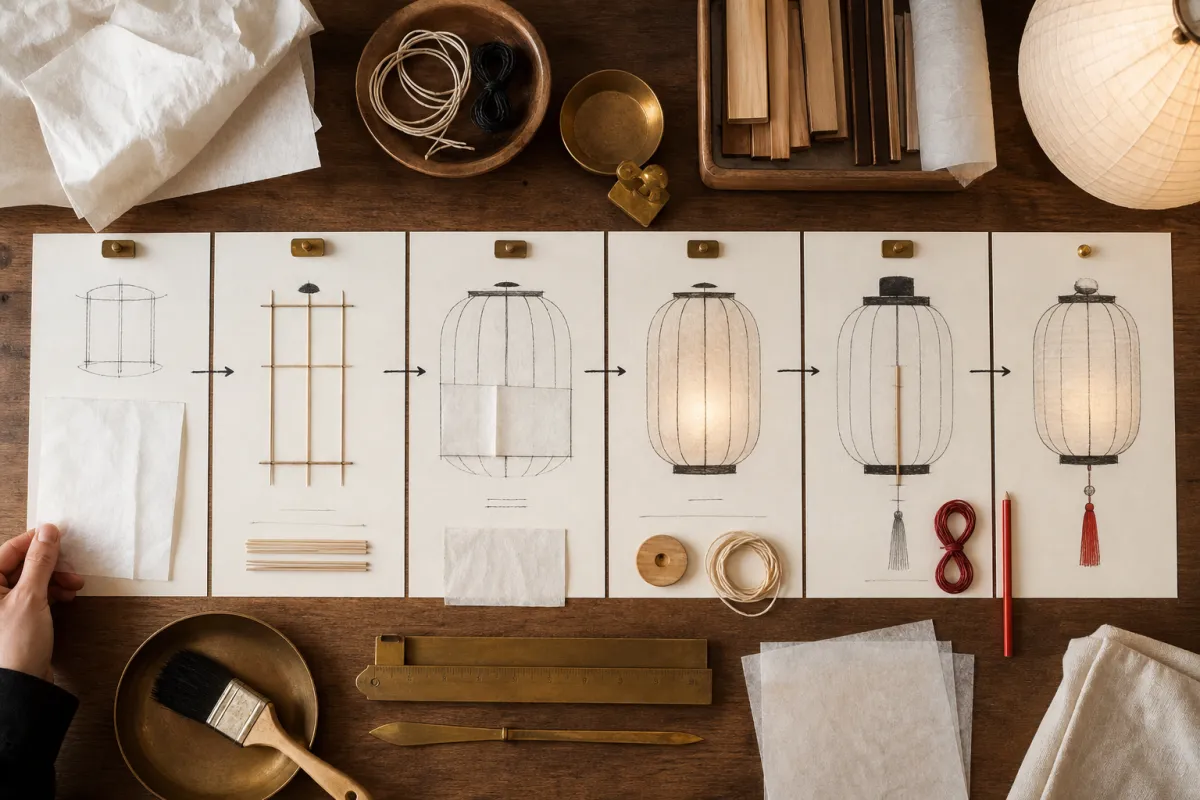 Overhead journey mapping table with note cards grouped into four clusters