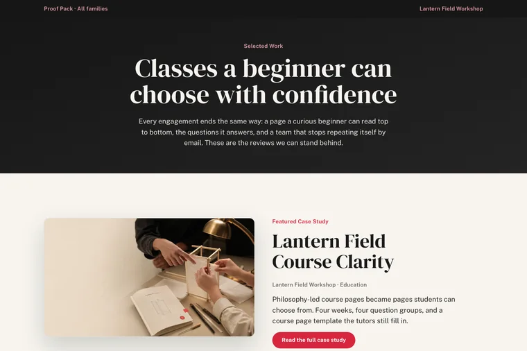 Case Study Index layout preview