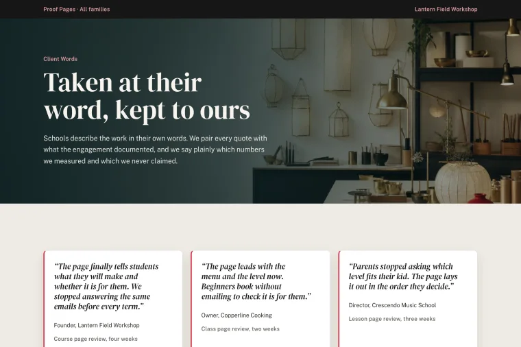 Testimonial & Metrics layout preview
