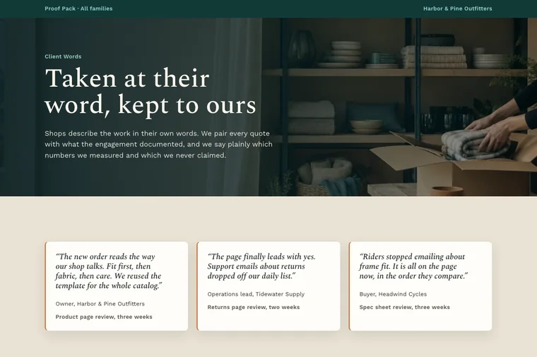 Testimonial & Metrics layout preview