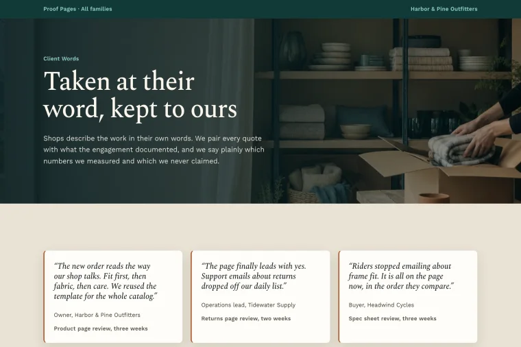 Testimonial & Metrics layout preview
