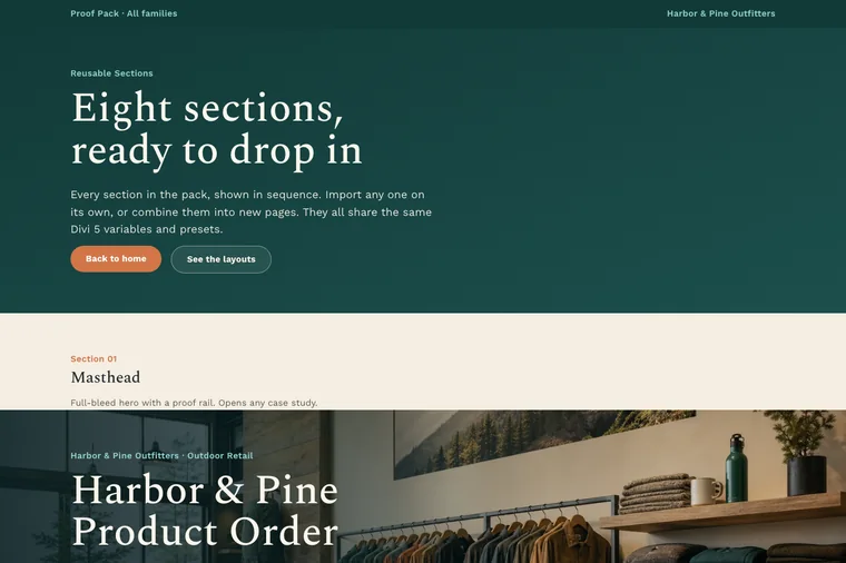 Reusable Sections layout preview