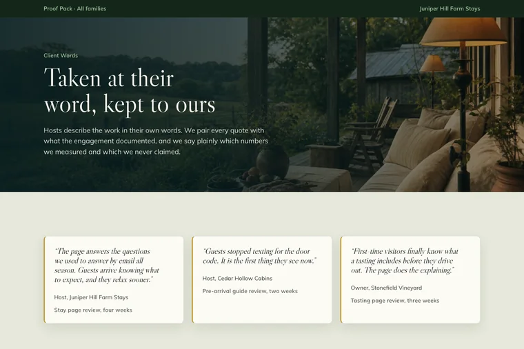 Testimonial & Metrics layout preview