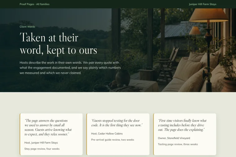 Testimonial & Metrics layout preview