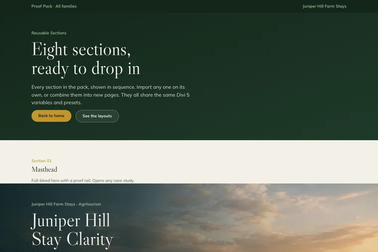 Reusable Sections layout preview