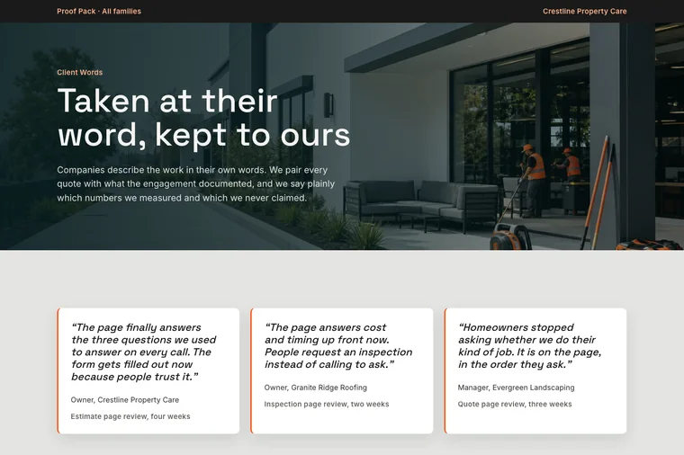 Testimonial & Metrics layout preview