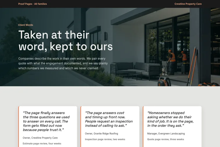 Testimonial & Metrics layout preview