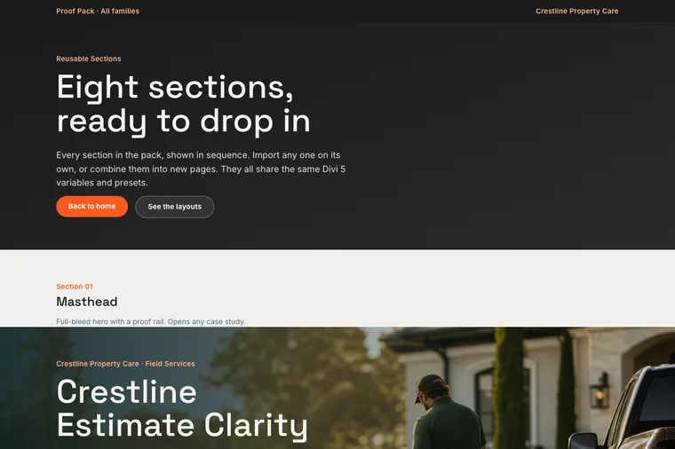 Reusable Sections layout preview