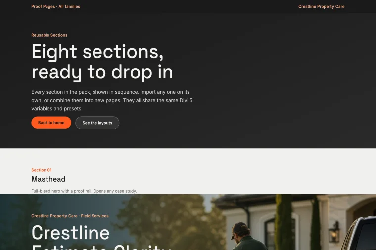 Reusable Sections layout preview