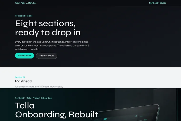 Reusable Sections layout preview