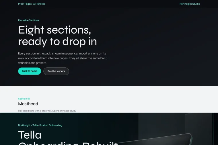 Reusable Sections layout preview