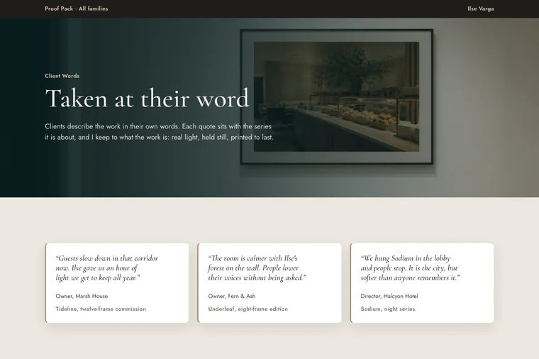 Testimonial & Metrics layout preview