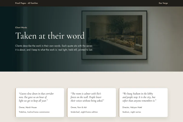 Testimonial & Metrics layout preview