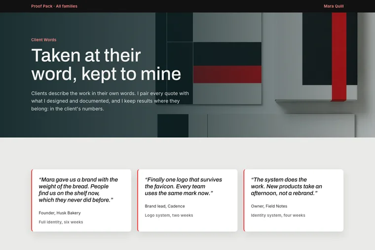Testimonial & Metrics layout preview