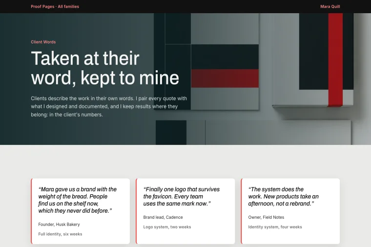 Testimonial & Metrics layout preview