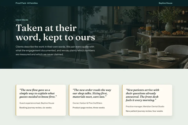 Testimonial & Metrics layout preview