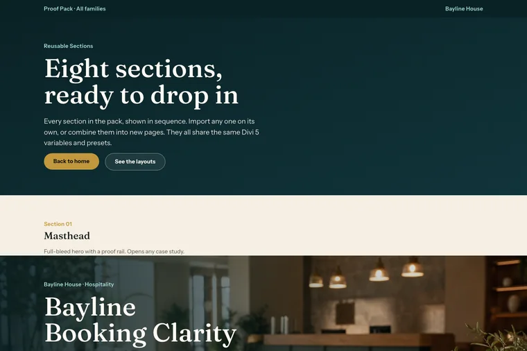 Reusable Sections layout preview